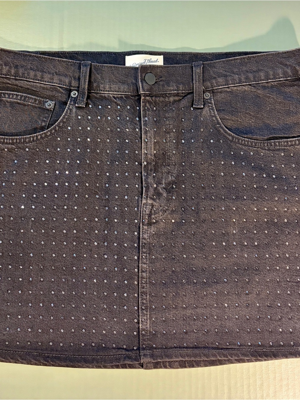 Universal Thread Black Studded Jean Skirt
